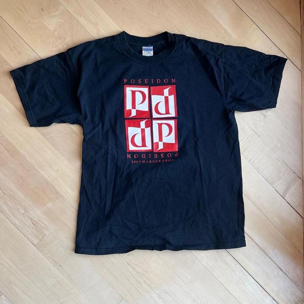 Vintage 2005 Poseidon Movie Warner-bros Black T-shirt